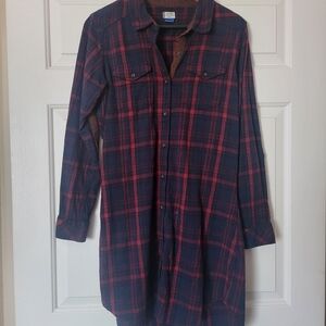 Kavu Red and Blue Plaid Shirt Dress